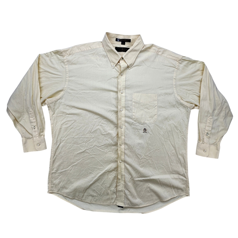 Tommy Hilfiger Shirt Mens 17.5 34 Button Down Dillard's TLC Pinpoint Yellow